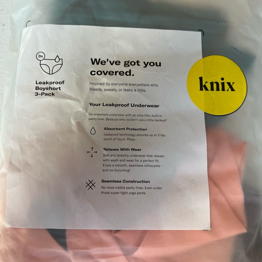 knix Leakproof Boyshort Underwear 3-Pack Size Small